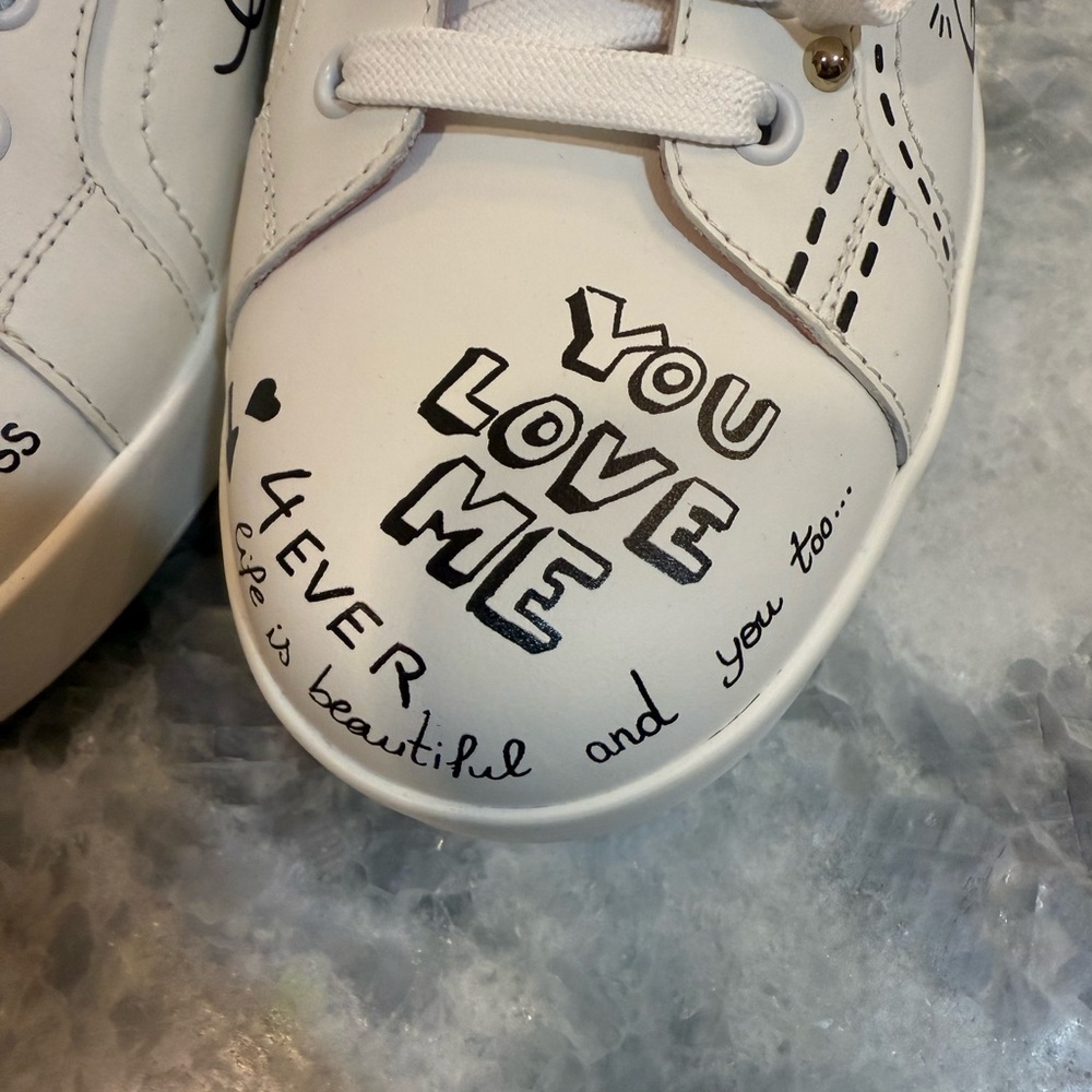Dolce & Gabbana White size 41.5 Sneakers with Black and Pink Details - Picture 4 of 16